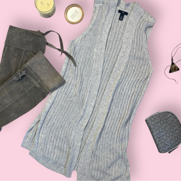 GAP Long Open Grey Cadigan Sweater Sz M - Picture 13 of 13